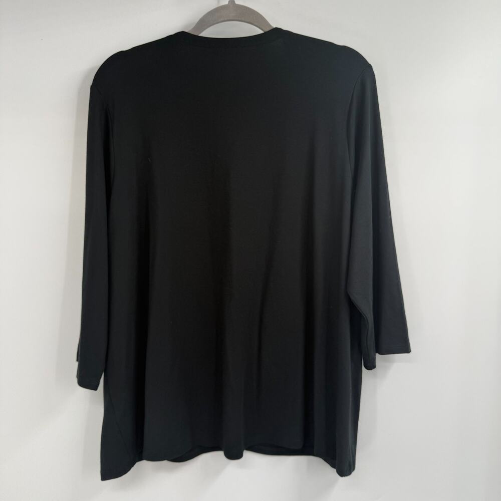 NWT J Jill Wearever Cardigan Top 2X Black V-neck Button 3/4 Sleeve Stretch - Picture 3 of 11